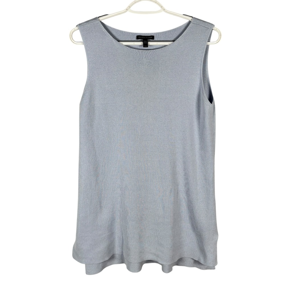 Eileen Fisher Silk‎ Blend Sleeveless Tank Top Womens M Light Blue read
